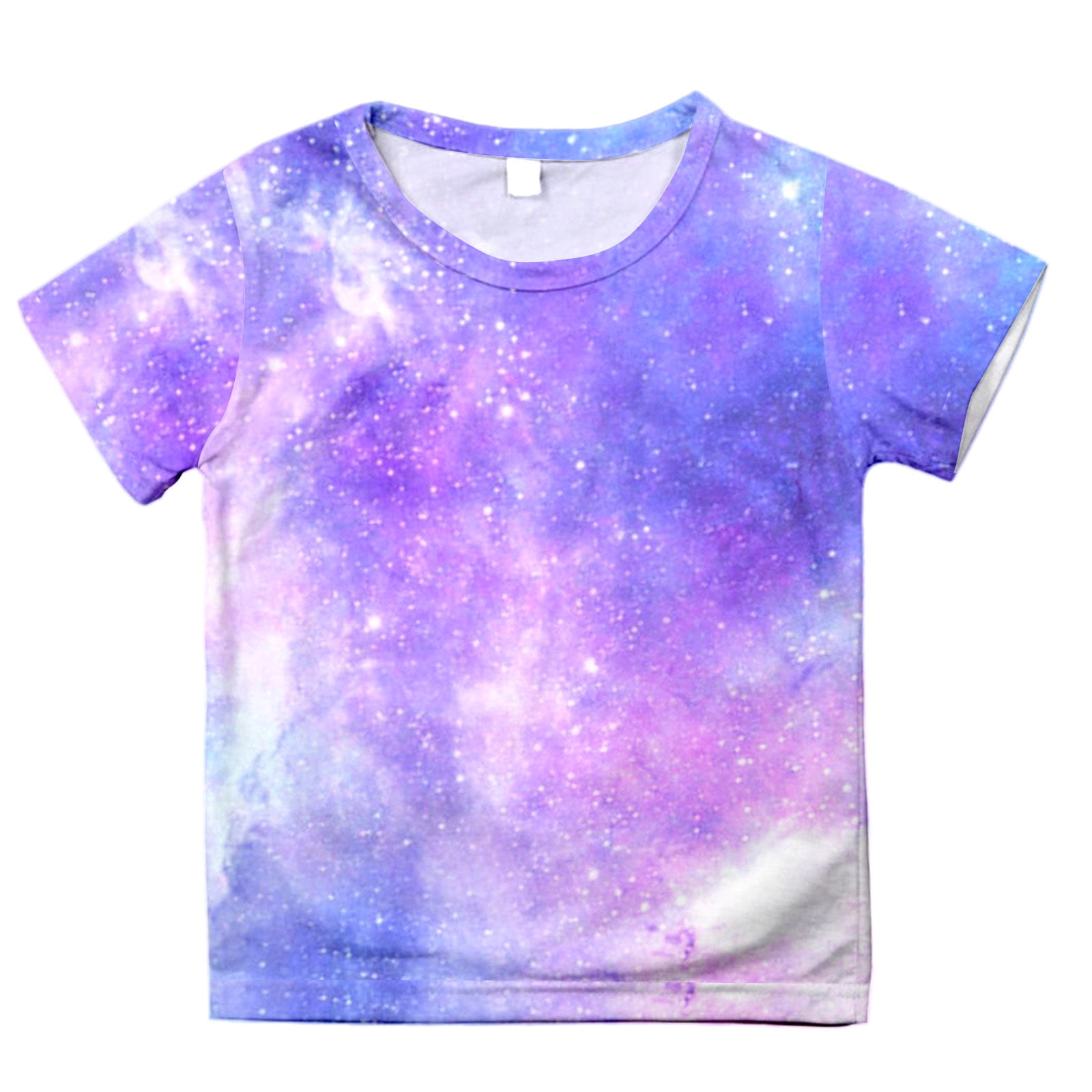 Toddler Girl Shirts 6t Galaxy Print Short Sleeve T Shirts Soft Basic Crew Neck Tee Shirt Summer Clothes for Girls 160(12-13 Years)